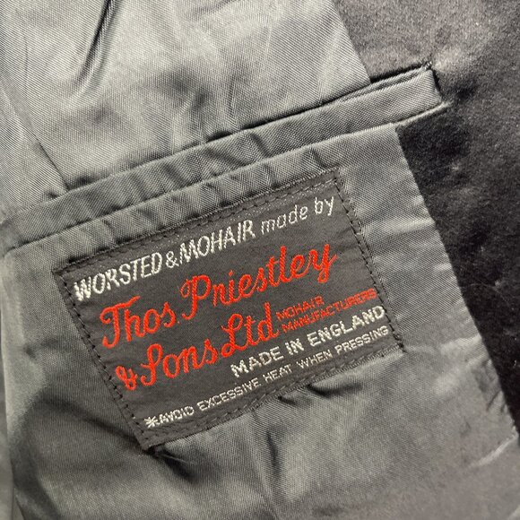 VTG Gala x Thos priestley & sons Mohair / Wool Blazer Sz 41R Black England Made - Picture 13 of 16